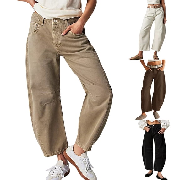 Caixia Women Wide Leg Jeans High Waist Stretchy Baggy Denim Pants Soft Comfy Jeans with Pockets, Casual Daily Wear Trousers Clothing