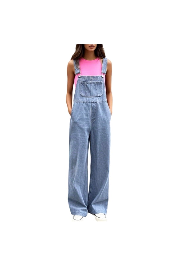 Women Y2k Baggy Barrel Jeans Overalls Wide Leg Denim Pants Bib Overalls Jumpsuit Boyfriend Patchwork Jeans