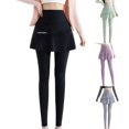 thumbnail image 1 of Caixia Women's Two Piece Skirt Pants with Sheer Mesh Overlay High Waisted Shaping Leggings with Attached Skirt, Stretchy Active Skort for Cycling and Yoga, 1 of 6