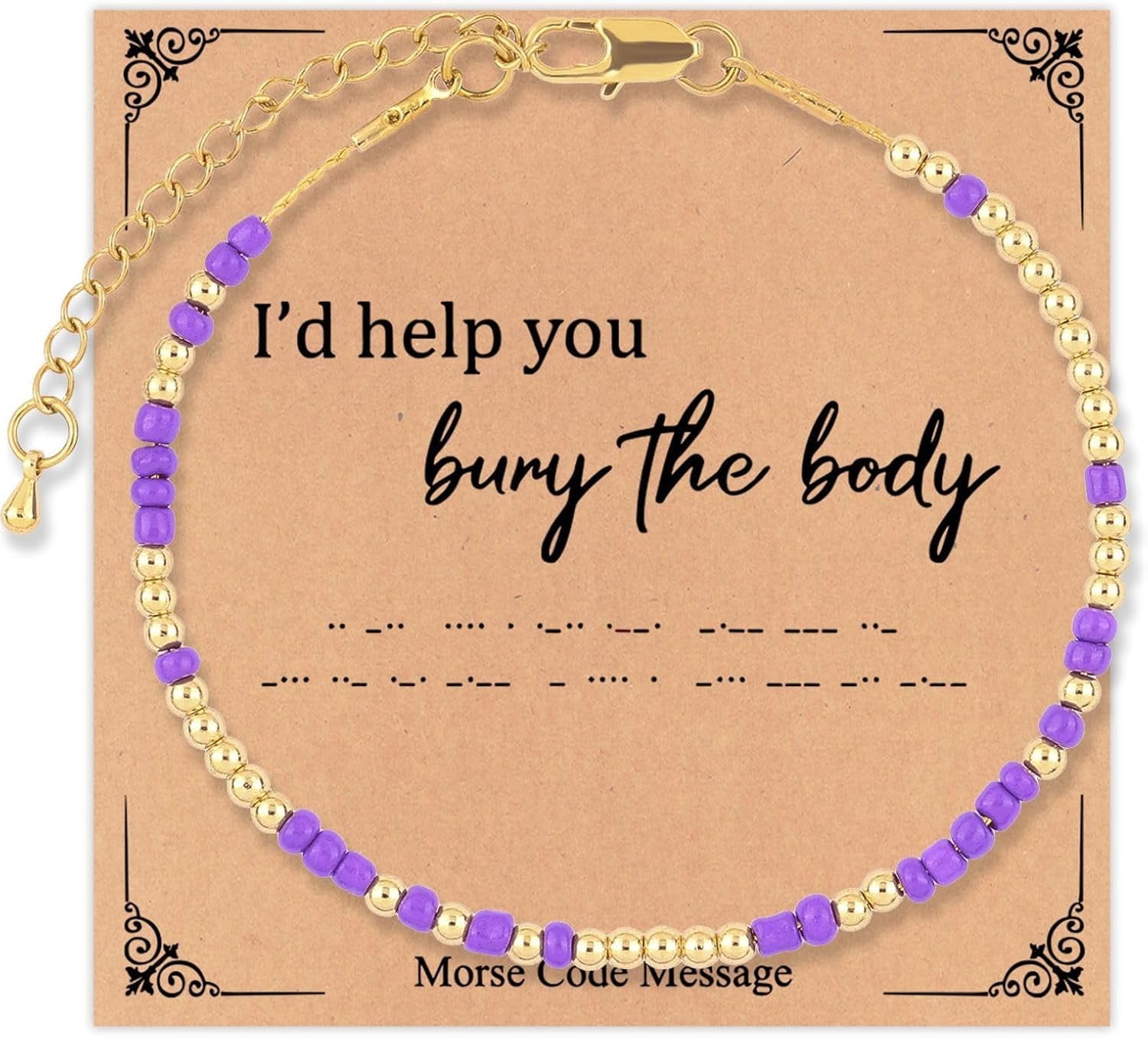 Bracciale Dell'Amicizia In Oro Con Perline E Messaggio In Codice Morse: 'I'd Help You Bury The Body' - Regalo Simpatico E Originale - 2