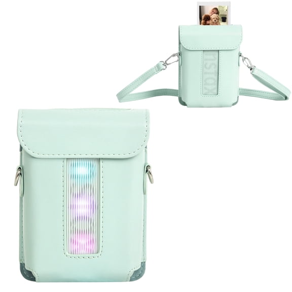 Caiyoule Camera Case for Fujifilm instax Mini Link 3 Smartphone Wireless Printer Camera, Mini Link 3 PU Leather Protective Case with Adjustable Shoulder Strap (No Camera) - Green