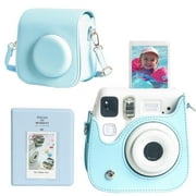 Caiyoule Case for Fujifilm Instax Mini SE/7+ Instant Camera Bag with 64 Pocket Mini Photo Album，Blue