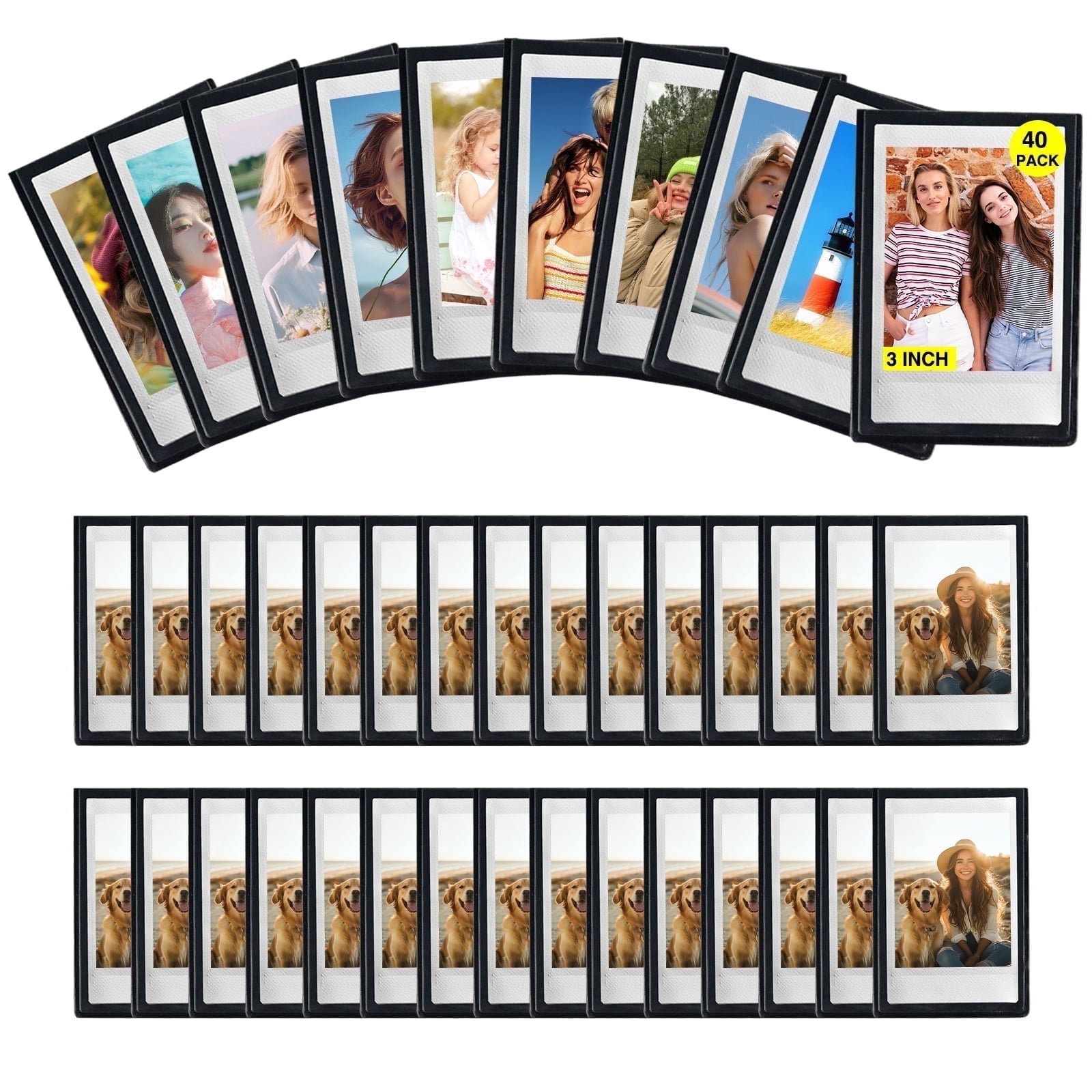 Caiyoule Mini Magnetic Frame, 40 Pack Magnets for Refrigerator, 2.5 x 3 ...