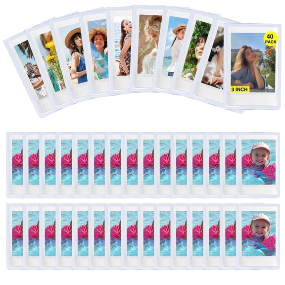 Caiyoule Mini Magnetic Frame, 40 Pack Magnets for Refrigerator, 2.5 x 3.5 Picture Frames，White