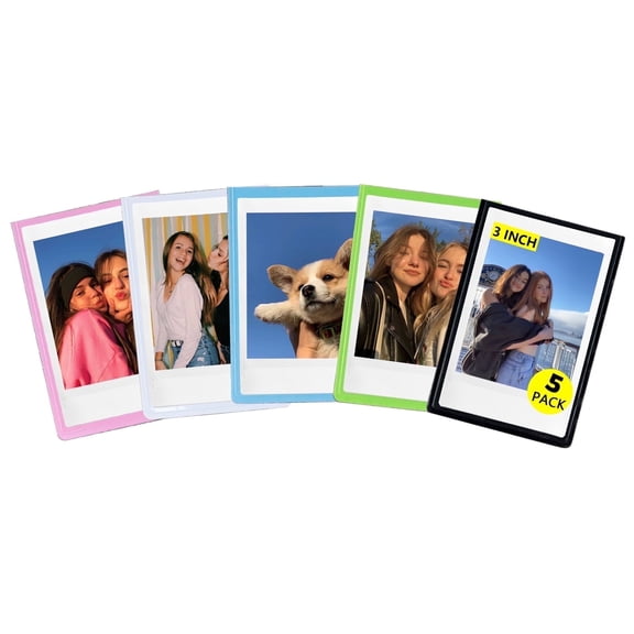 Caiyoule Mini Magnetic Frame, 5 Pack Magnets for Refrigerator, 2.5 x 3.5 Picture Frames,Colorful