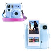 Caiyoule Mini SE Clear Case for Fujifilm Instax Mini SE Instant Camera, Hard PC Protective Case with Back Photo Storage Pocket and Adjustable Camera Strap (No Camera)