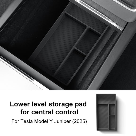 Caja de almacenamiento de consola Central de coche de silicona para Tesla Model Y Juniper Launch 2025 2026-UP, organizador de bandeja negra, accesorios.