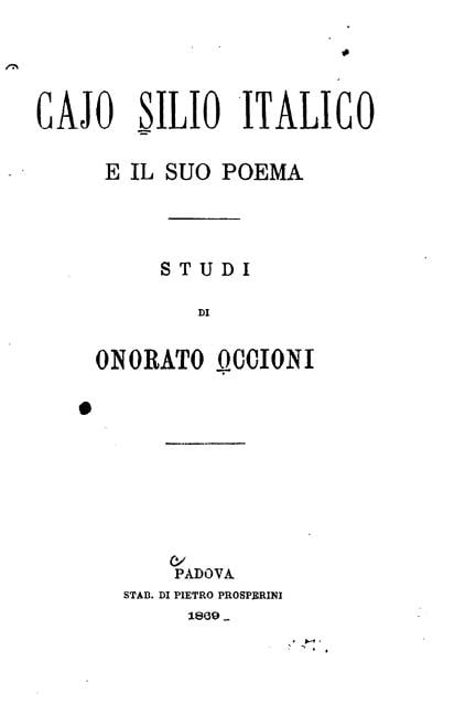Cajo Silio Italico e il suo poema, (Paperback)