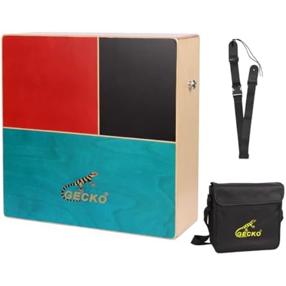 Cajon Drum Dual Sided Wooden Cajon with Bongo and Guitar String Sounds Portable Hand Percussion for Beginners and Professional Drummers Birch and Walnut Includes Carry Bag$$Music