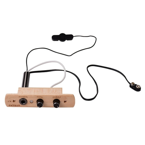 Cajon Drum Sound Hole Pickup Microphone Pick-up System for Box Drum with Tone Volume Control 6.35mm Output Jack