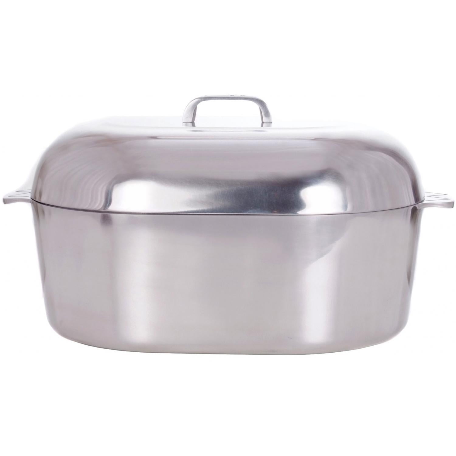 18-Inch Polished Aluminum Oval Covered Roaster