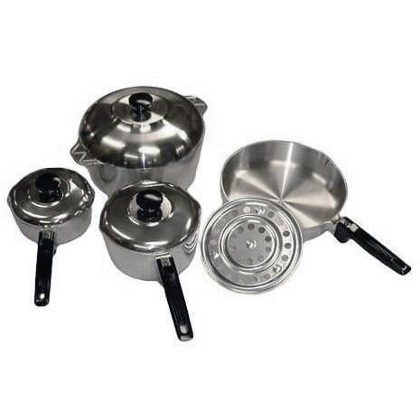 8-Piece Polished Aluminum Cookware Set with Glass Lids