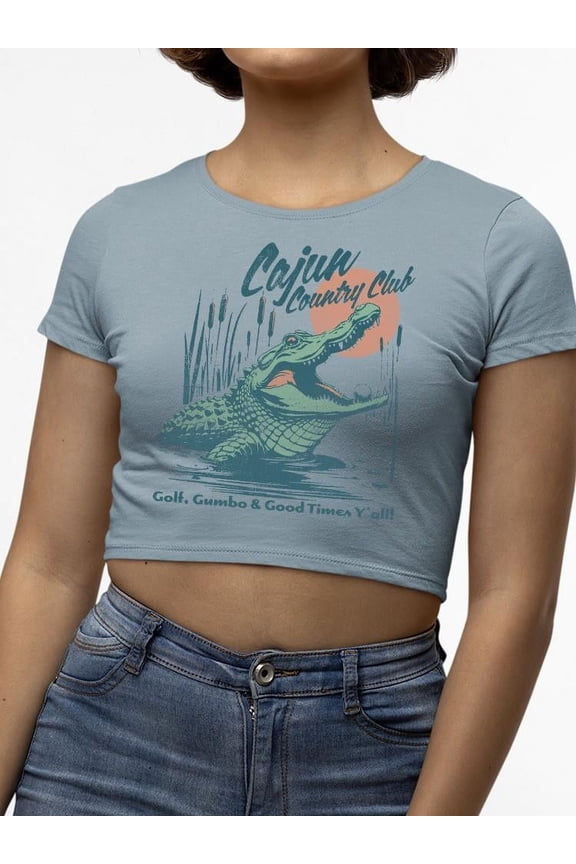 Cajun Country Club Alligator Tee Crop Tee Women's