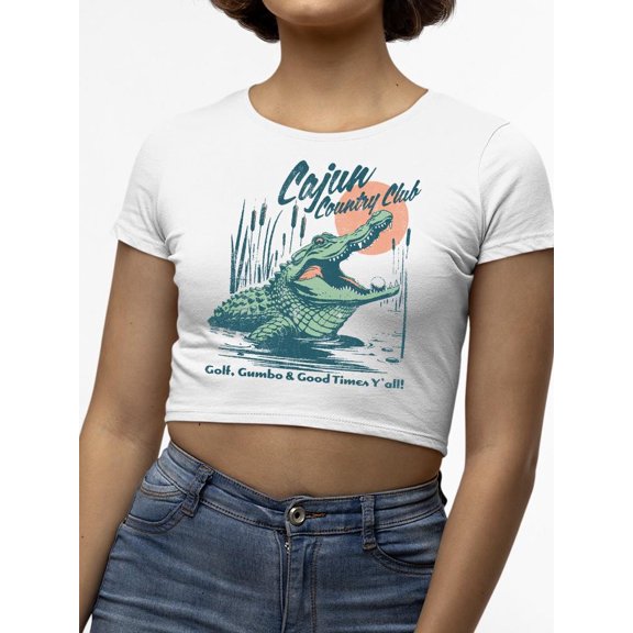 Cajun Country Club Alligator Tee Crop Tee Women's