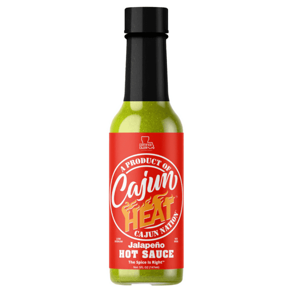 Cajun Nation Cajun Heat Low Sodium Jalapeno Hot Sauce with No MSG, 5 fluid ounces