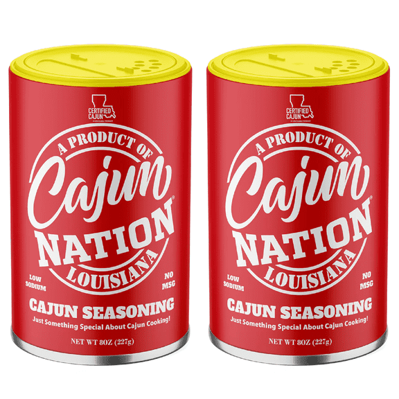 Cajun Nation Low Sodium Cajun Seasoning, 8 oz  Gluten-Free, No MSG  Louisiana Spice Blend for Turkey, Gumbo, and Seafood