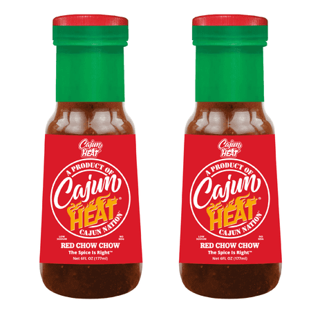 Cajun Nation Red Chow Chow Relish, 6 oz – Spicy-Sweet Pepper and Onion Relish – Low Sodium, No MSG – Cajun-Style Topping for Hot Dogs and Burgers