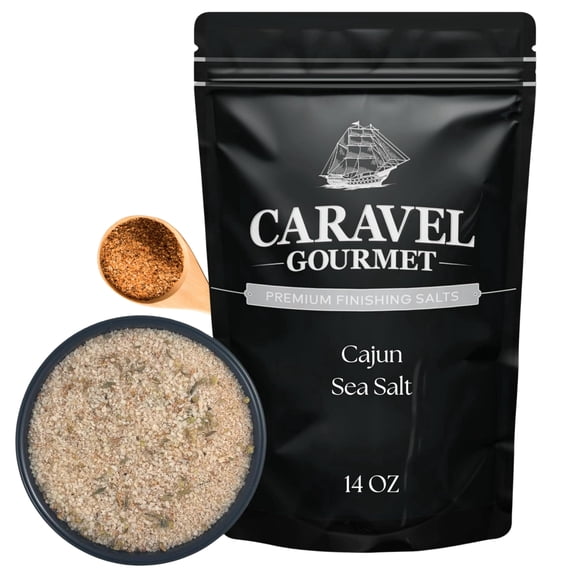 Caravel Gourmet Cajun Sea Salt, Bold & Zesty Cajun Seasoning Salt for Grilling, Roasting, or Sautéing, 14 oz Refill Pouch