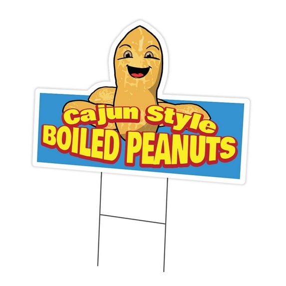 Cajun Style Boiled Peanuts 12" x 16" Yard Sign & Stake | Advertise Your Business | Stake Included Image On Front Only | Made in The USA