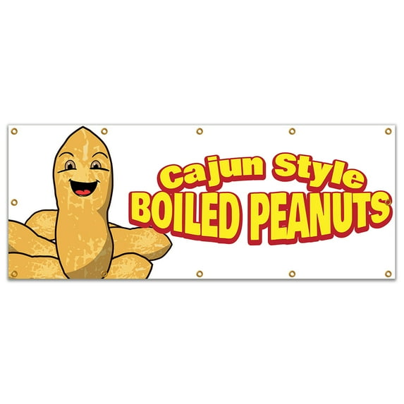 Cajun Style Boiled Peanuts 120" Banner Concession Stand Food Truck Single Sided