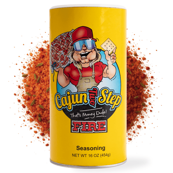 Cajun Two Step Fire 16 oz, All Purpose Seasoning, Low Sodium, Great Taste with a Citric Blend