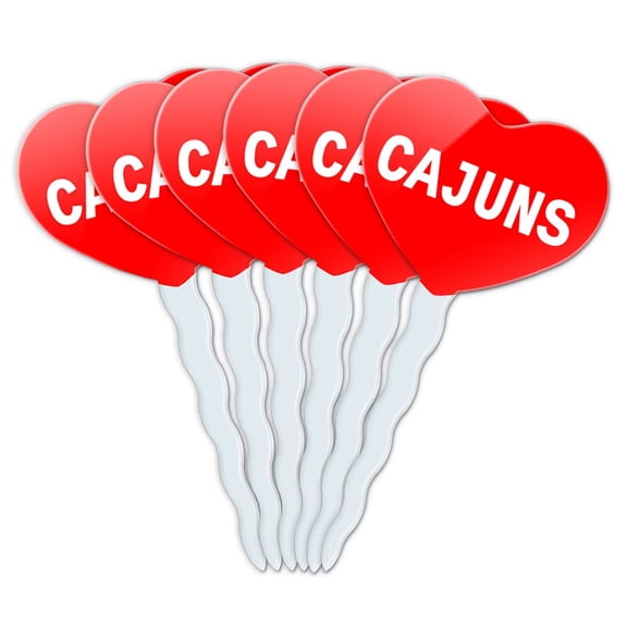 Cajuns Heart Love Cupcake Picks Toppers - Set of 6