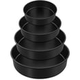 thumbnail image 1 of Cak Pan St of 4 (4 inch/6 inch/8 inch/9½ inch), Nonstick Round Baking Cak Pans for Tir Birthday Wdding Cak, Stainlss Stl Cor & Non-Toxic Coating, 2 Inch Dp (Black), 1 of 7