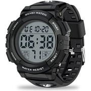 CakCity Mens Sports Watches Military Classic Stopwatch Large Dial Electronic LED Backlight Wristwatch 50M Waterproof Digital Watch for Mens with Large Number