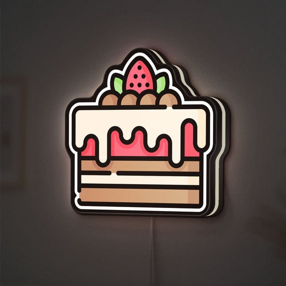 Cake 3D Novelty Light Box for Birthday and Bakery Decor, Sweet Dessert Themed Lamp for Foodies and Party Celebration Spaces (Height 24 inch, 60cm)