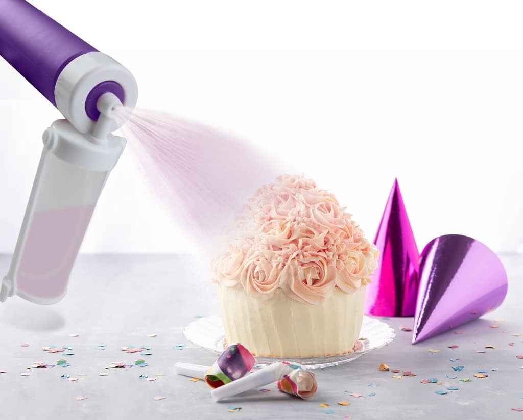 Cake Airbrush – Manual – Plastic Sprayer and 4 Cylinders – Suitable for Edible Paint and Glitter on Chocolates, Cakes, Cupcakes and More