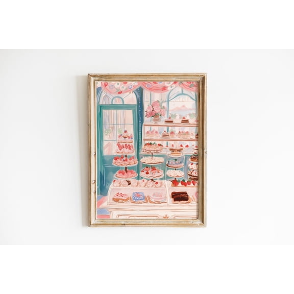 Cake Bakery Cafe Pink Kitchen Trendy Danis Pastel Wall Picture, Unframed Paper Poster 8x10in