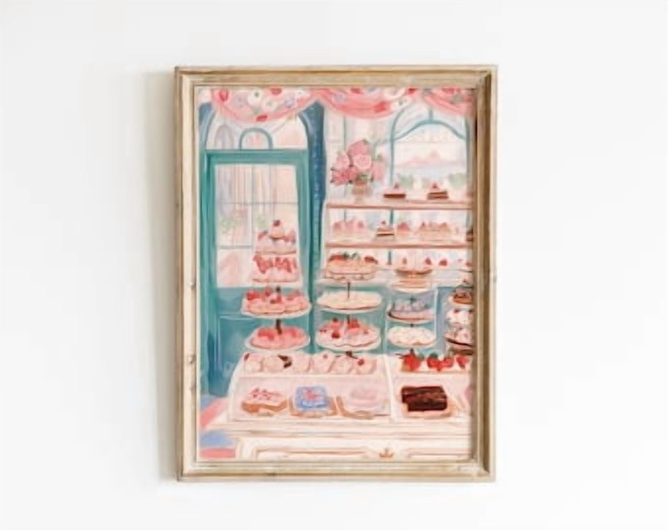 Curated visual reference: Cake Bakery Cafe Poster Pink Kitchen Decor Trendy Cafe Poster Photo Inspiration