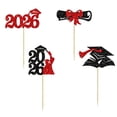 thumbnail image 1 of Cake Baking Decorations 2026 Glitter Graduation Cake Toppers 24 Pcs Grad Cap Diploma Cupcake Toppers Class of 2026 Cake Picks Graduation Party Decorations for High School College Graduation Supplies, 1 of 5