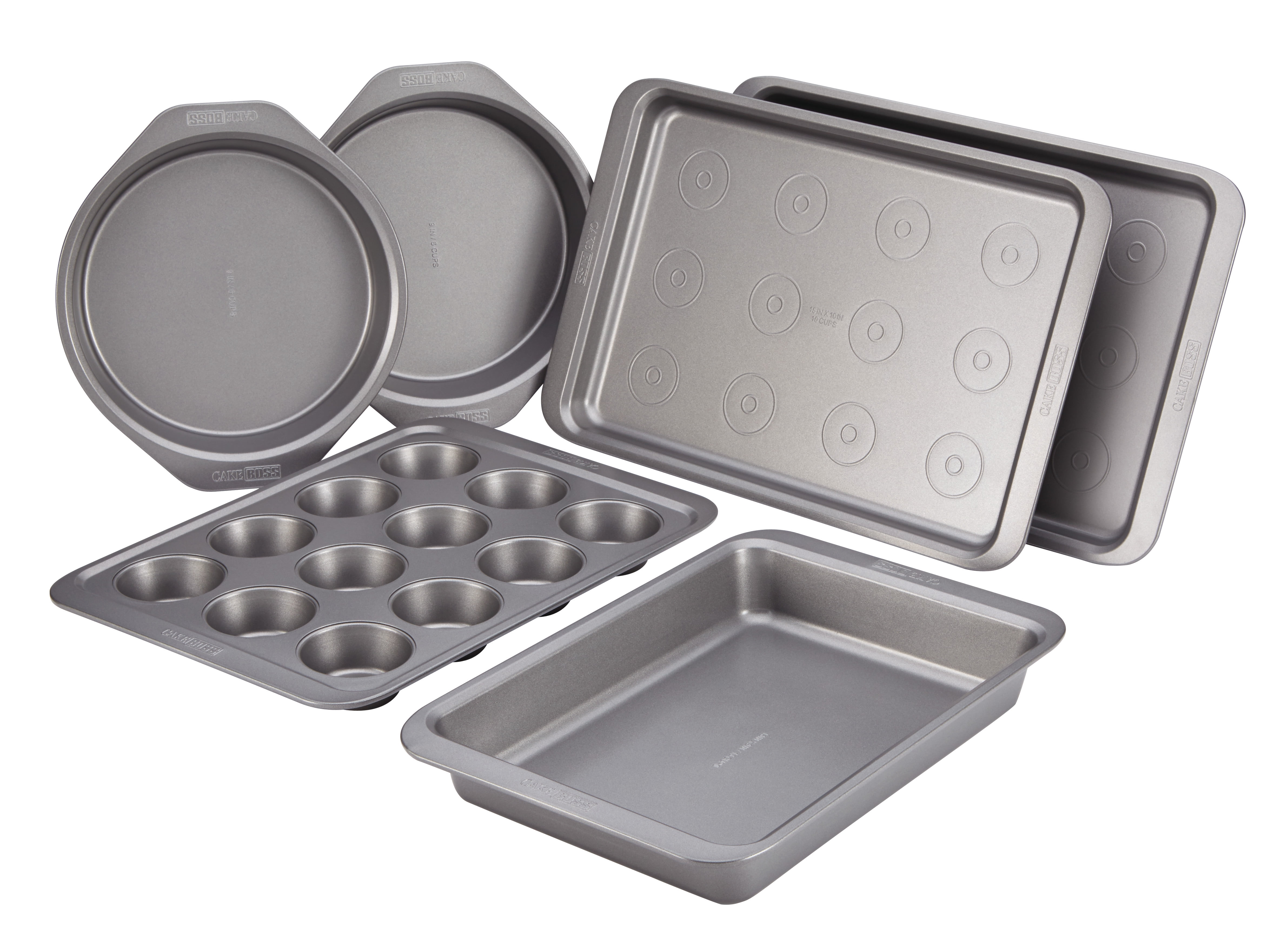 Cake Boss Novelty Bakeware 6-Cup Nonstick Flower Cakelette Pan, Gray