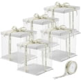 thumbnail image 1 of Cake Box, 5Pcs 8×8×9Inch Clear Cake Boxes with Ribbon, 8 Inch Cake Box for 6-7 Inch Cake Packing Carry, Clear Gift Boxes Display, 1 of 7