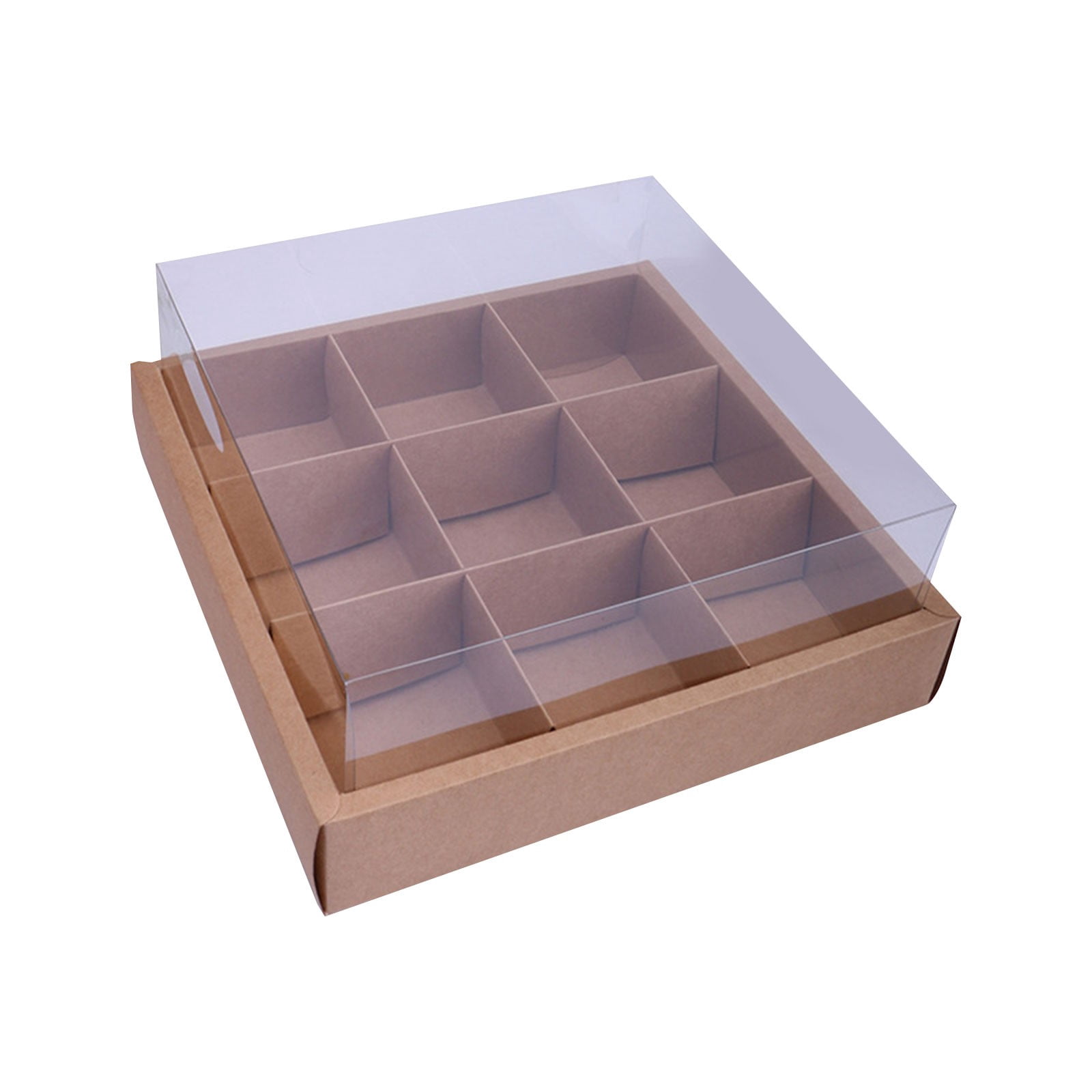 Cake Box with 9 Compartment, Compact Cardboard Dividers with Clear Lid ...