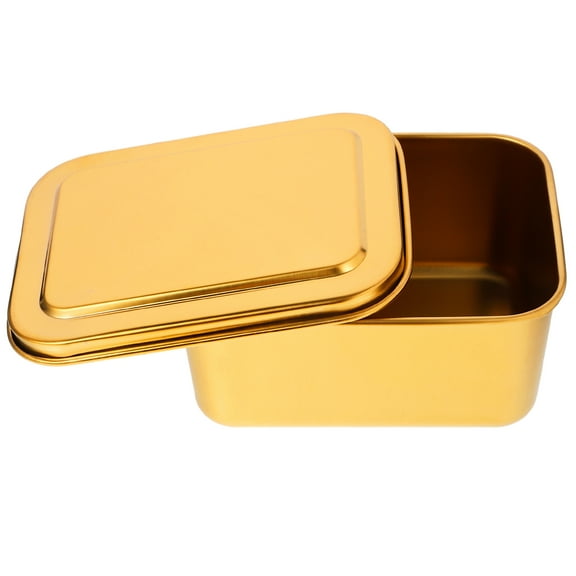 NIAIZEK Golden Stainless Steel Cake Box with Lid for Mousse, Tiramisu, Desserts, and Pastry Storage