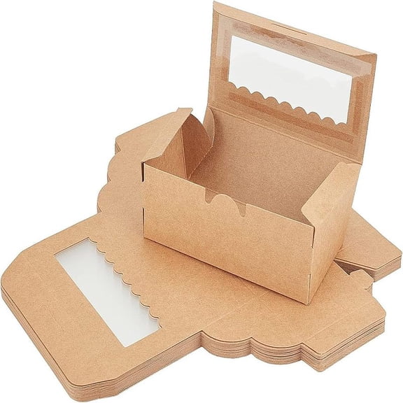 Cake Box with PVC Display Window Cardboard Gift Packaging Boxes for Cookies Small Cakes Muffin Rectangle Camel Box: 13.5x7.5x5cm for DIY