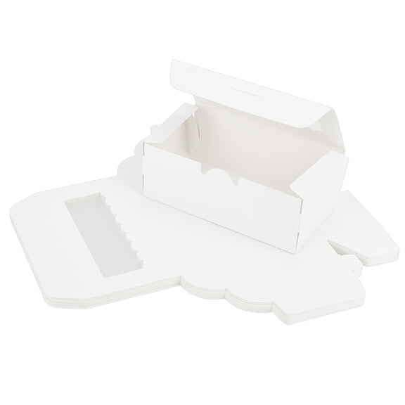 Cake Box with PVC Display Window Cardboard Gift Packaging Boxes for Cookies Small Cakes Muffin Rectangle White Box: 13.5x7.5x5cm diy