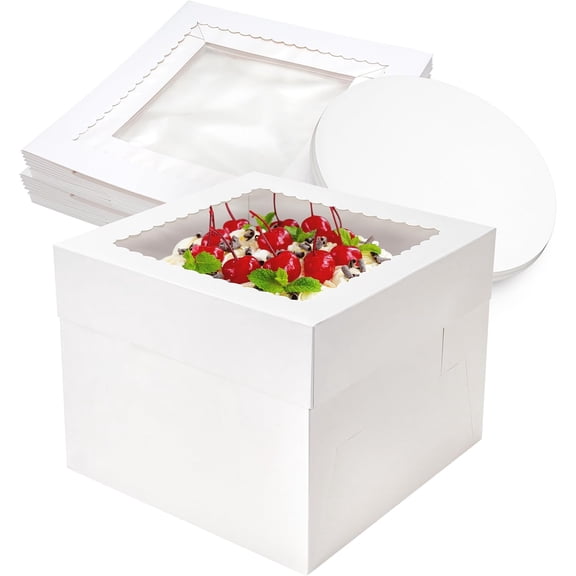 Cake Boxes 10108 inch White Tall Cake Boxes with Window Cajas Para Pasteles for Cakes, Pies, Pastries, Birthday, Party(10 Pack)