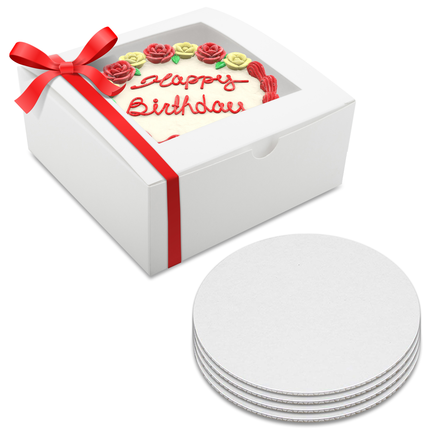 Cake Boxes,10 Pack - Cake Boxes 10 Inch & 10 Cake Boards,Cake Boxes,Pie Boxes with window 10x10 | 10x10 Cake box with Cake Boards,Cheesecake Container,Pie Box with Window,Disposable Cake