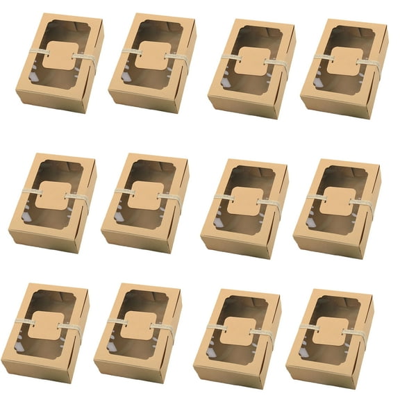 Cake Boxes 12PCS Paper Bakery Boxes with Window Paper Candy Boxes Paper Treat Boxes for Biscuits Cookie Desserts