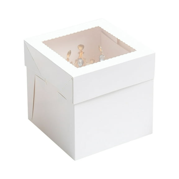 Cake Boxes, Clear Window White, Extra Large Multiple Optional Sizes 1 Pack, Sturdy Bakery Container for Transporting Displaying Tiered Cakes for Home Baking Parties Wedding