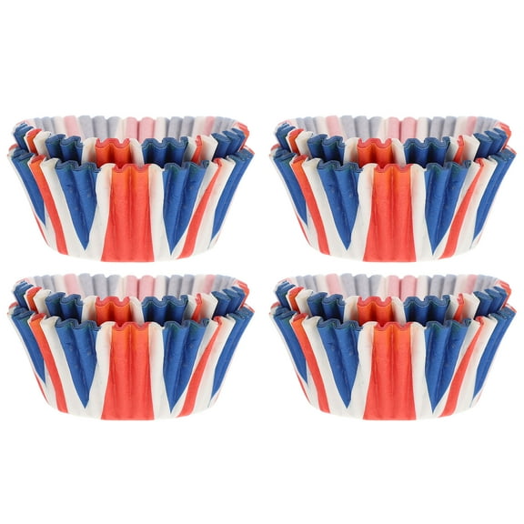100 Pcs British Flag Cupcake Liners Paper Baking Cups Cake Boxes for Party Dessert Supplies