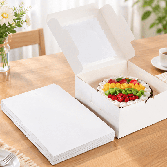 Cake Boxes with Window, White Bread Boxes for Cookies, Cakes, and Baked Goods, Gift Giving Cake 8x8x5inch