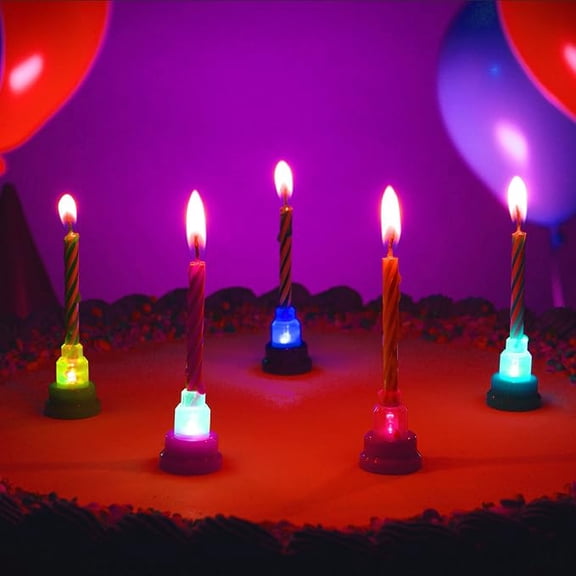 Cake Brites Flashing Candle Holders, Color-Changing Birthday Cake Lights for Candles, Turn Any Cake into a Dazzling Light Show, 2-Pack (10 Cake Brites Total)