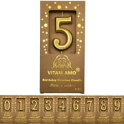 VITAM AMO Cake Candles Vintage Style Lavender Color Large Size Number Candles with Eyecatching Metallic Luster for Birthday, Party, Wedding Decorations Number 1