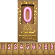 VITAM AMO Cake Candles Vintage Style Black Color Large Size Number Candles with Eyecatching Metallic Luster for Birthday, Party, Wedding Decorations Number 0