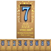 VITAM AMO Cake Candles Vintage Style Elegant Gold Color Large Size Number Candles with Eyecatching Metallic Luster for Birthday, Party, Wedding Decorations Number 8
