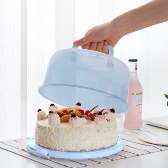 Cake Carrier with Lid and Handle, BPA-Free Portable Cake Container for 8 Inch Cakes, Two-Sided Base Stand, for Transporting Pies, Nuts, Fruit & More, Ideal Gift